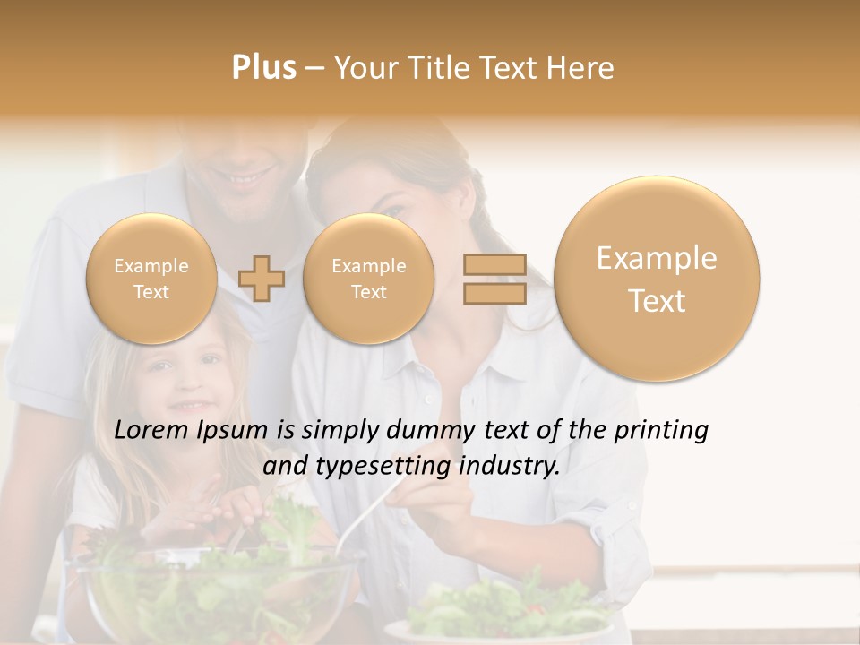 A Man And Woman With A Child Eating Salad PowerPoint Template