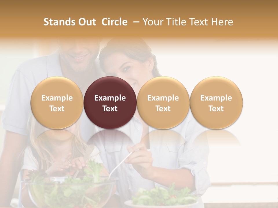 A Man And Woman With A Child Eating Salad PowerPoint Template