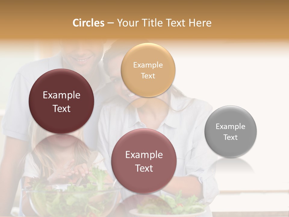 A Man And Woman With A Child Eating Salad PowerPoint Template