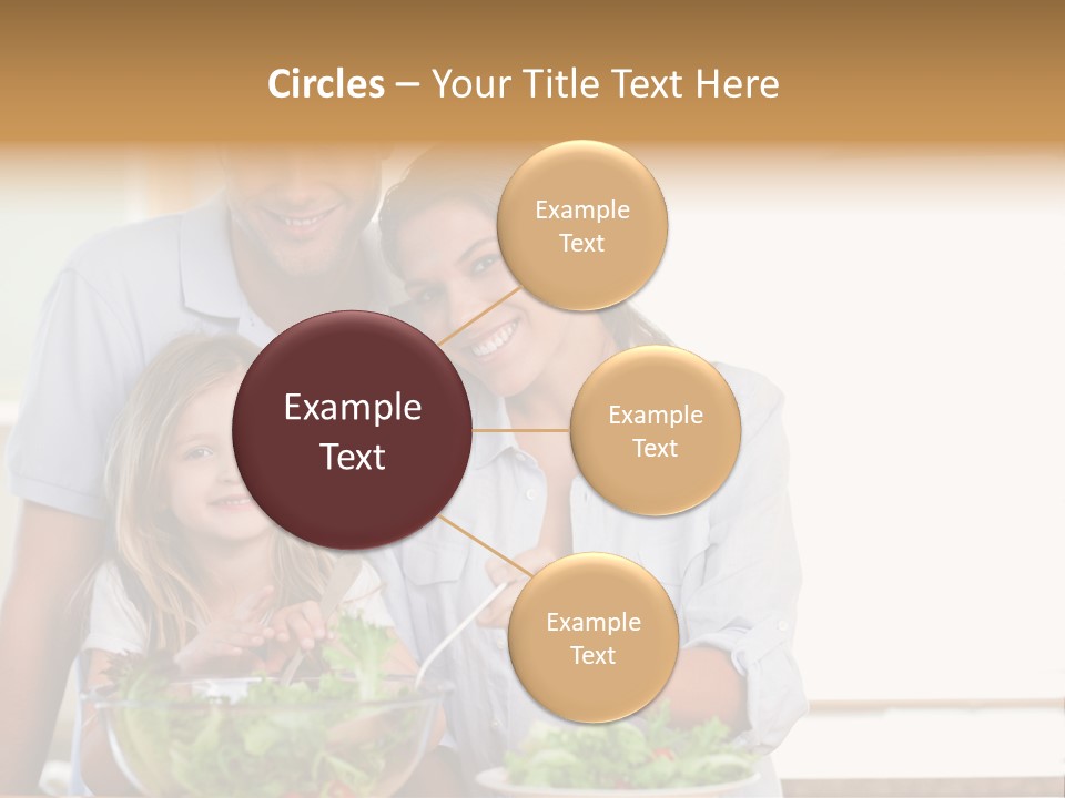 A Man And Woman With A Child Eating Salad PowerPoint Template