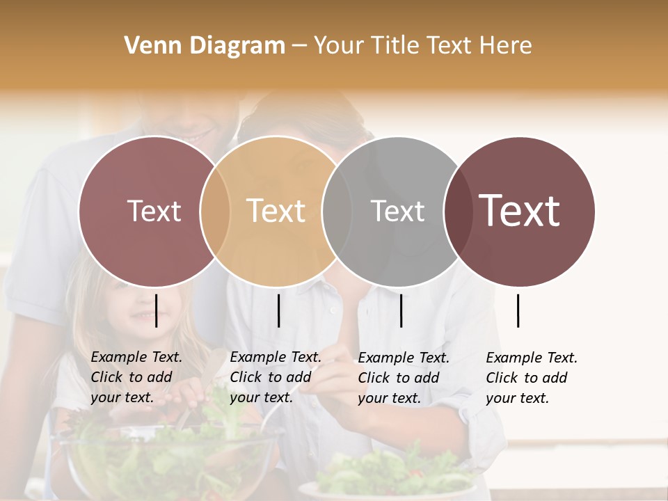 A Man And Woman With A Child Eating Salad PowerPoint Template
