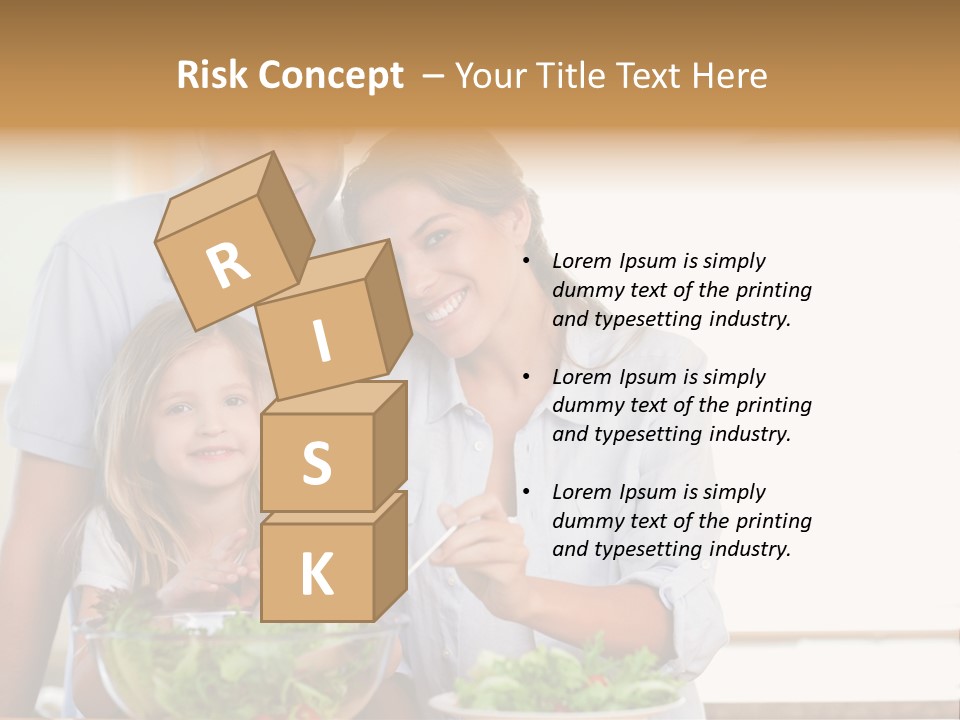 A Man And Woman With A Child Eating Salad PowerPoint Template