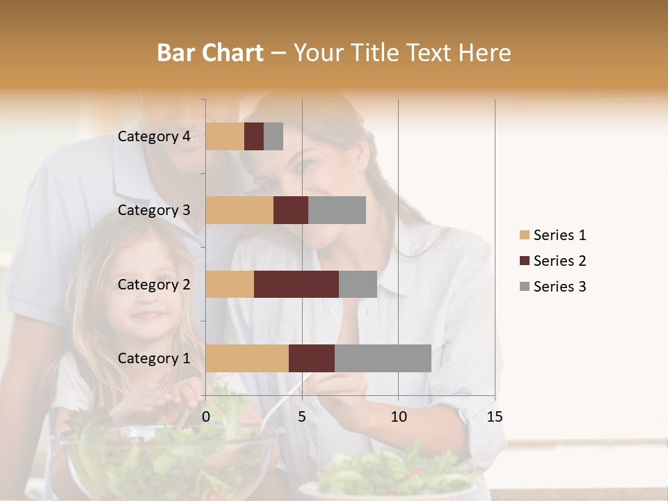 A Man And Woman With A Child Eating Salad PowerPoint Template
