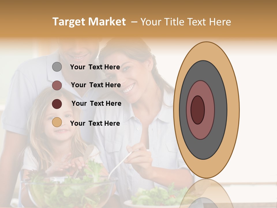 A Man And Woman With A Child Eating Salad PowerPoint Template