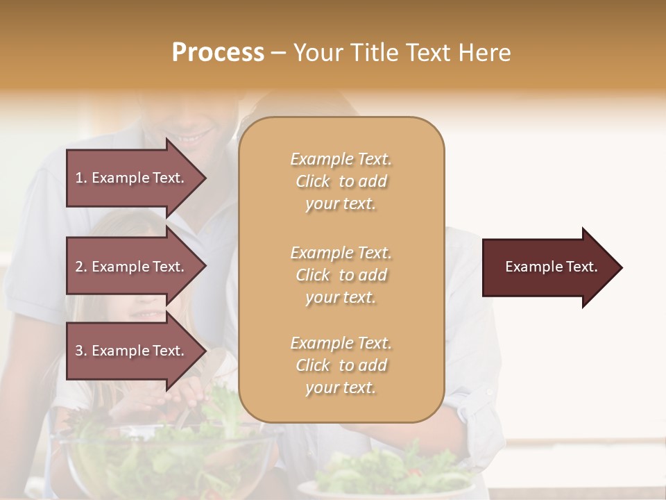 A Man And Woman With A Child Eating Salad PowerPoint Template