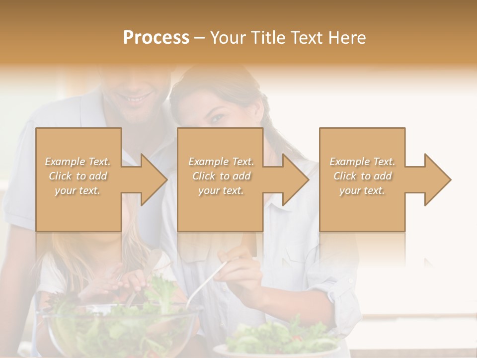 A Man And Woman With A Child Eating Salad PowerPoint Template