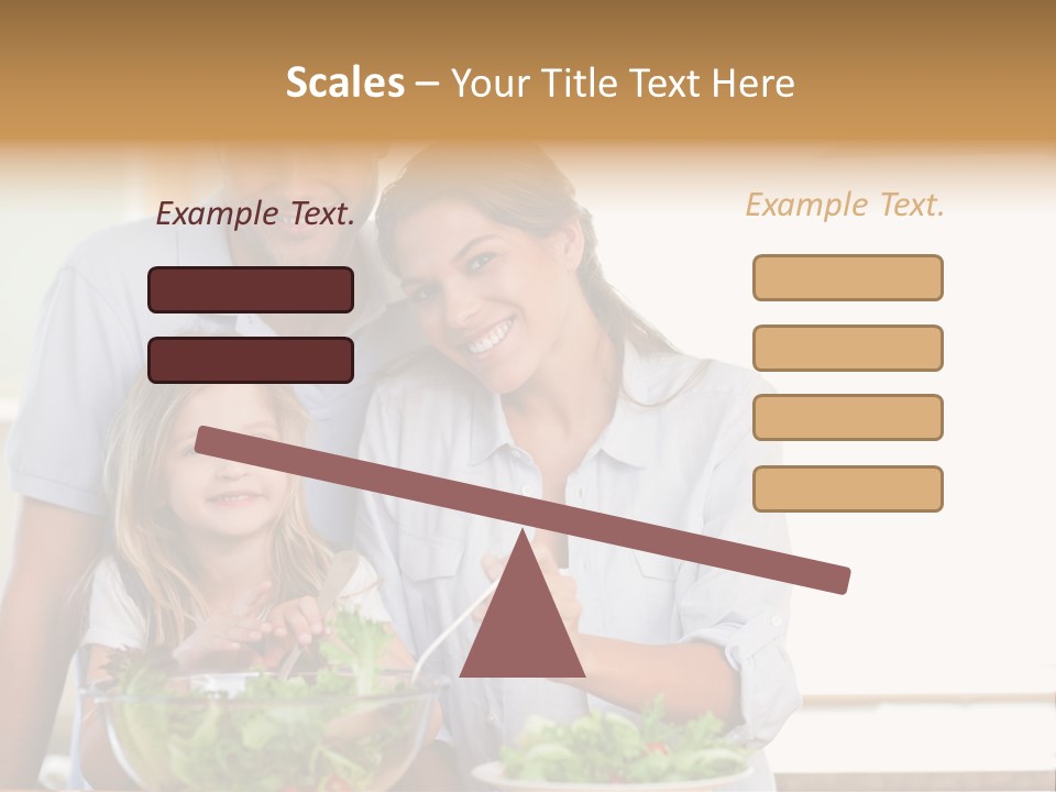 A Man And Woman With A Child Eating Salad PowerPoint Template
