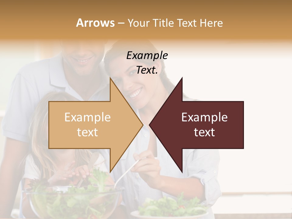 A Man And Woman With A Child Eating Salad PowerPoint Template