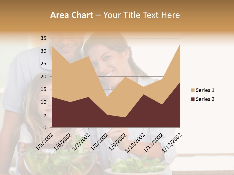 A Man And Woman With A Child Eating Salad PowerPoint Template
