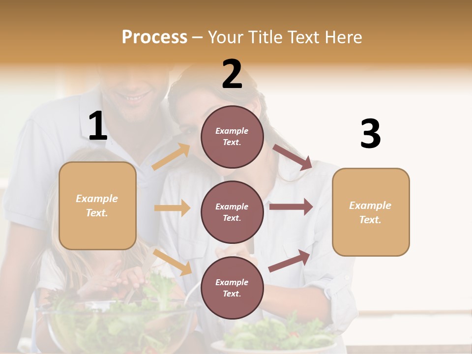 A Man And Woman With A Child Eating Salad PowerPoint Template