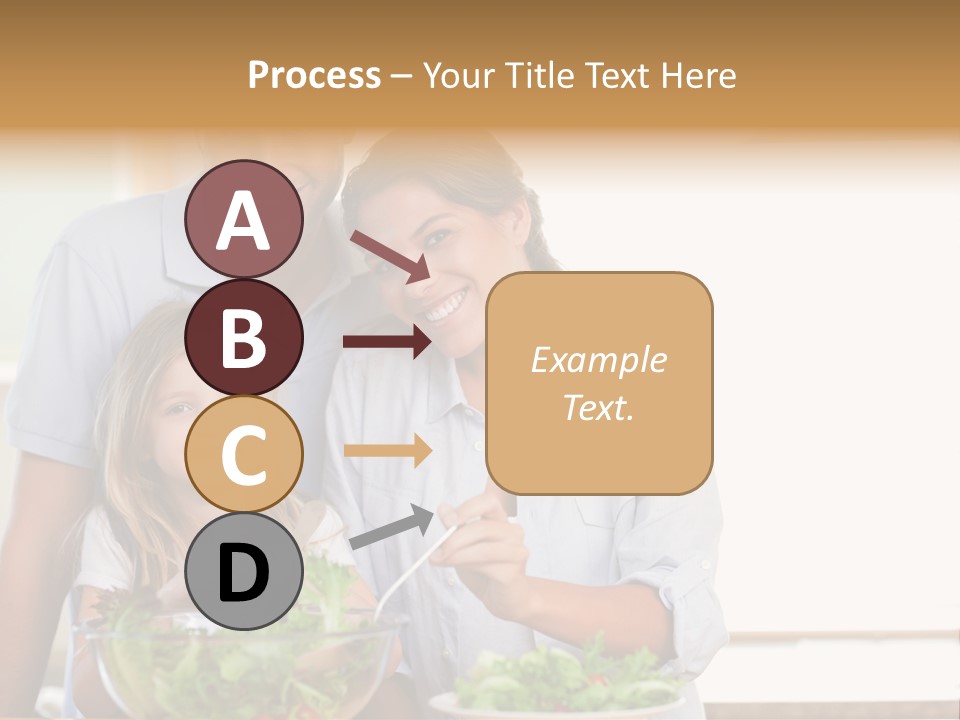 A Man And Woman With A Child Eating Salad PowerPoint Template