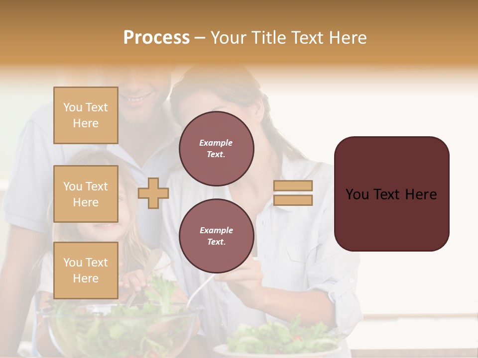 A Man And Woman With A Child Eating Salad PowerPoint Template