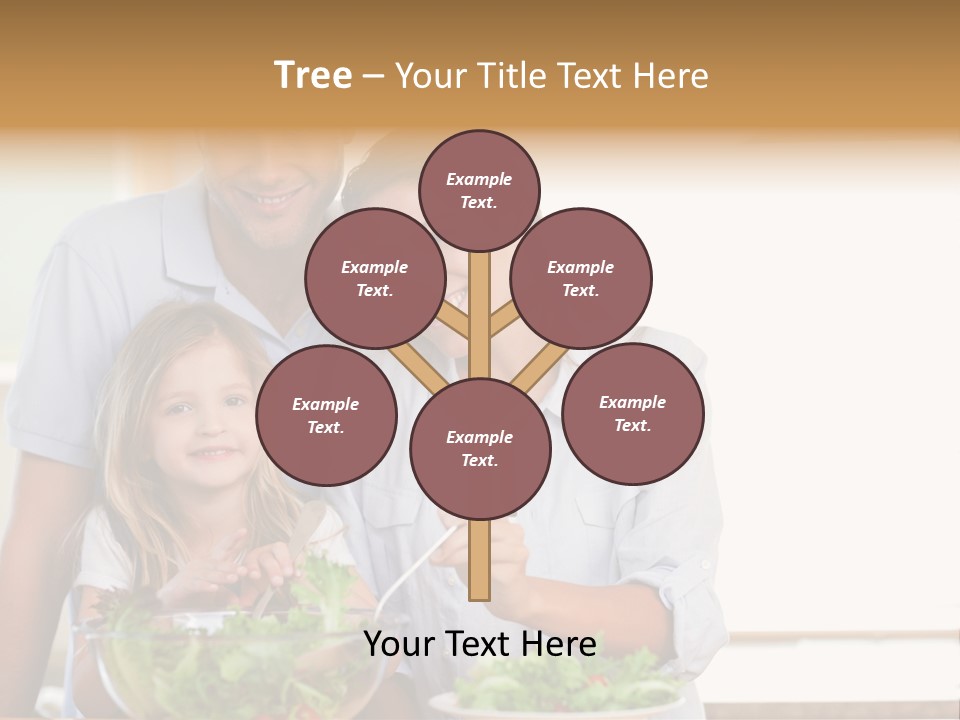 A Man And Woman With A Child Eating Salad PowerPoint Template