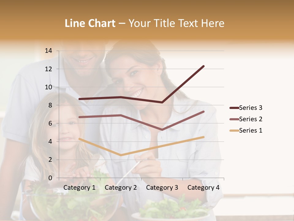 A Man And Woman With A Child Eating Salad PowerPoint Template