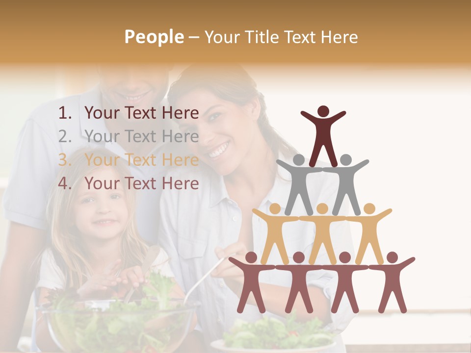 A Man And Woman With A Child Eating Salad PowerPoint Template