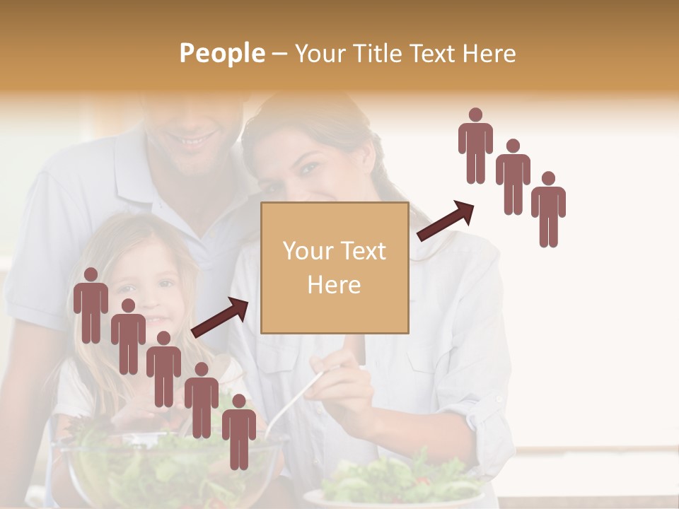 A Man And Woman With A Child Eating Salad PowerPoint Template