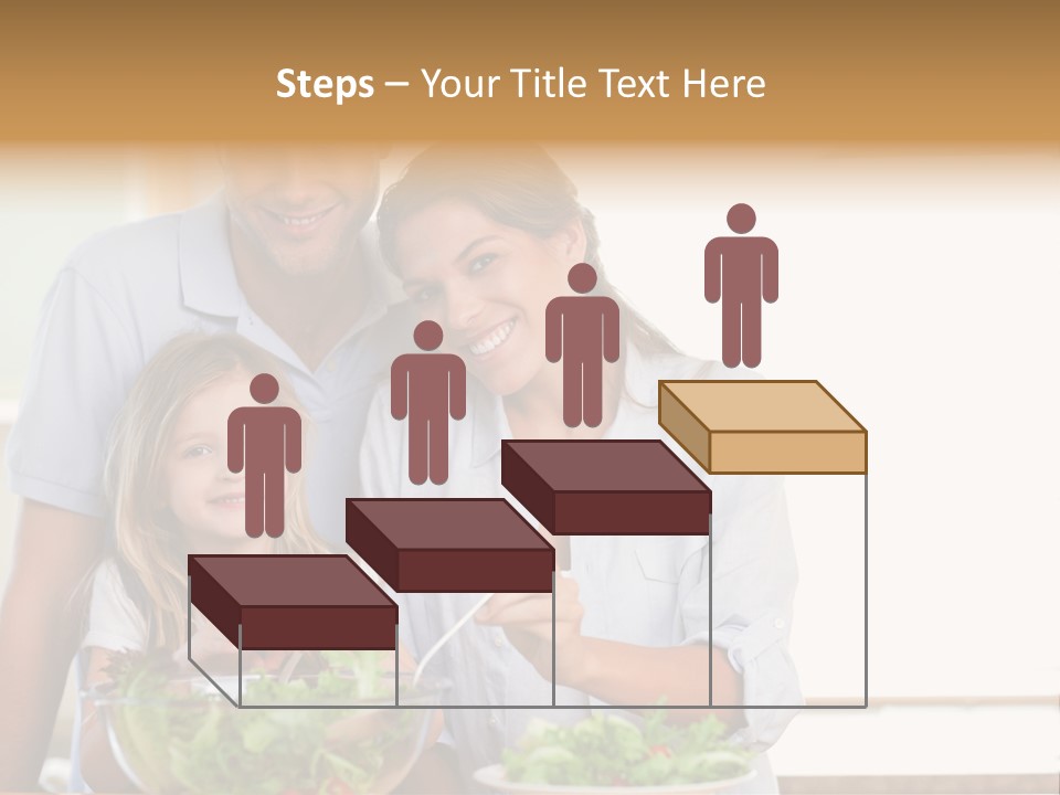 A Man And Woman With A Child Eating Salad PowerPoint Template