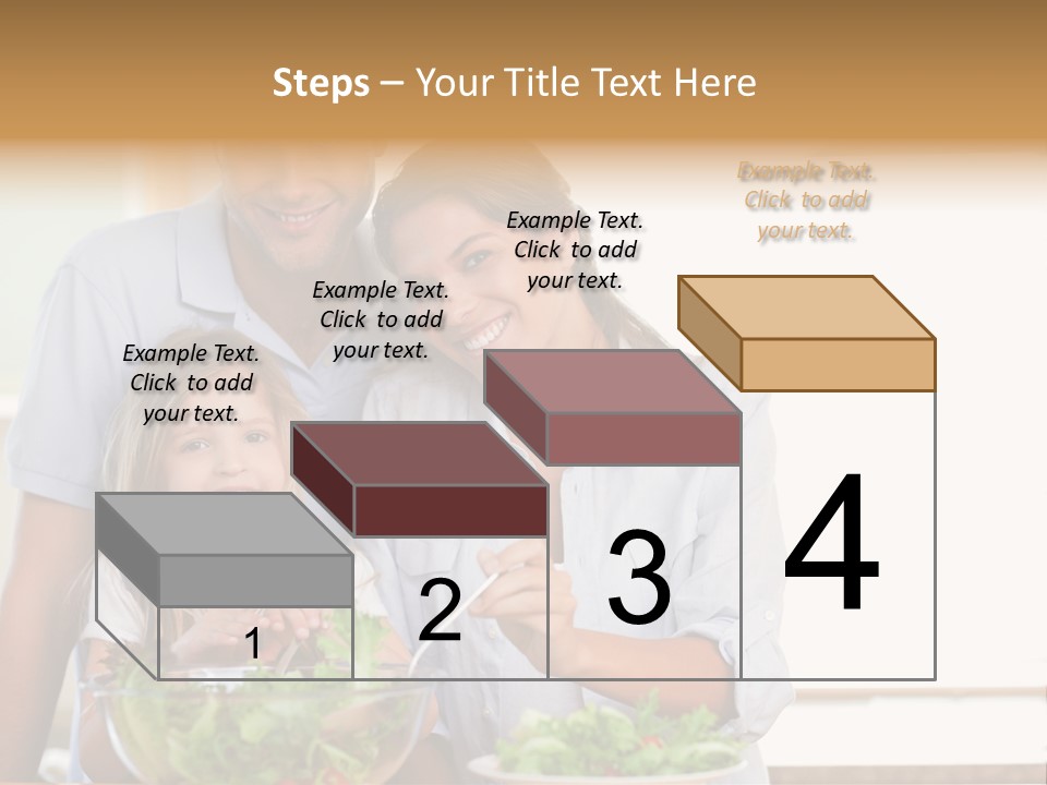 A Man And Woman With A Child Eating Salad PowerPoint Template