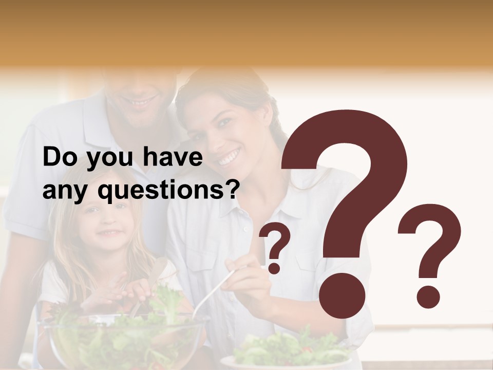 A Man And Woman With A Child Eating Salad PowerPoint Template