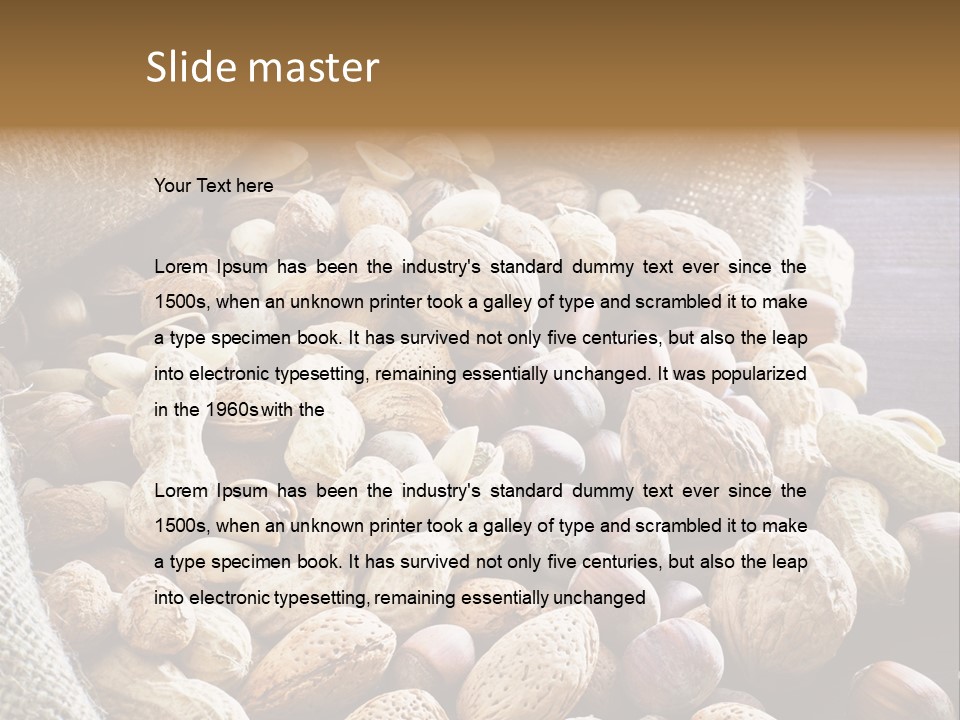 A Sack Full Of Nuts On A Wooden Table PowerPoint Template