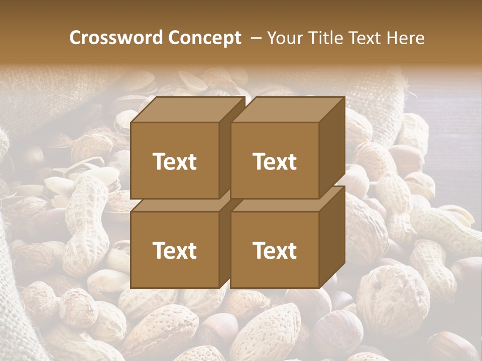 A Sack Full Of Nuts On A Wooden Table PowerPoint Template