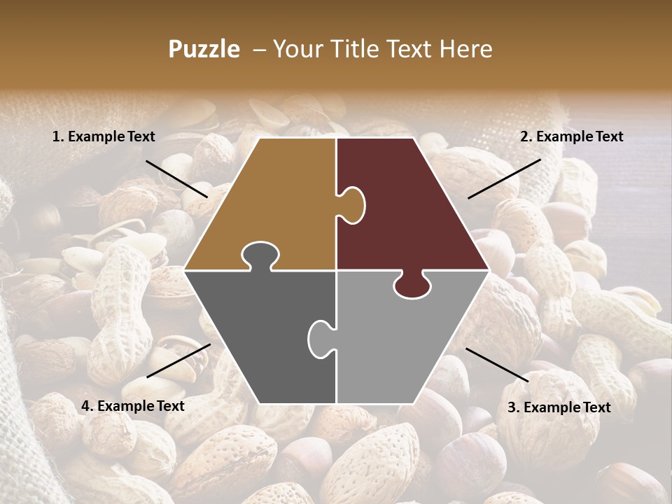 A Sack Full Of Nuts On A Wooden Table PowerPoint Template