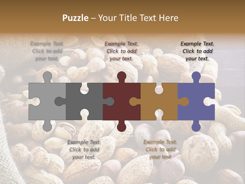 A Sack Full Of Nuts On A Wooden Table PowerPoint Template