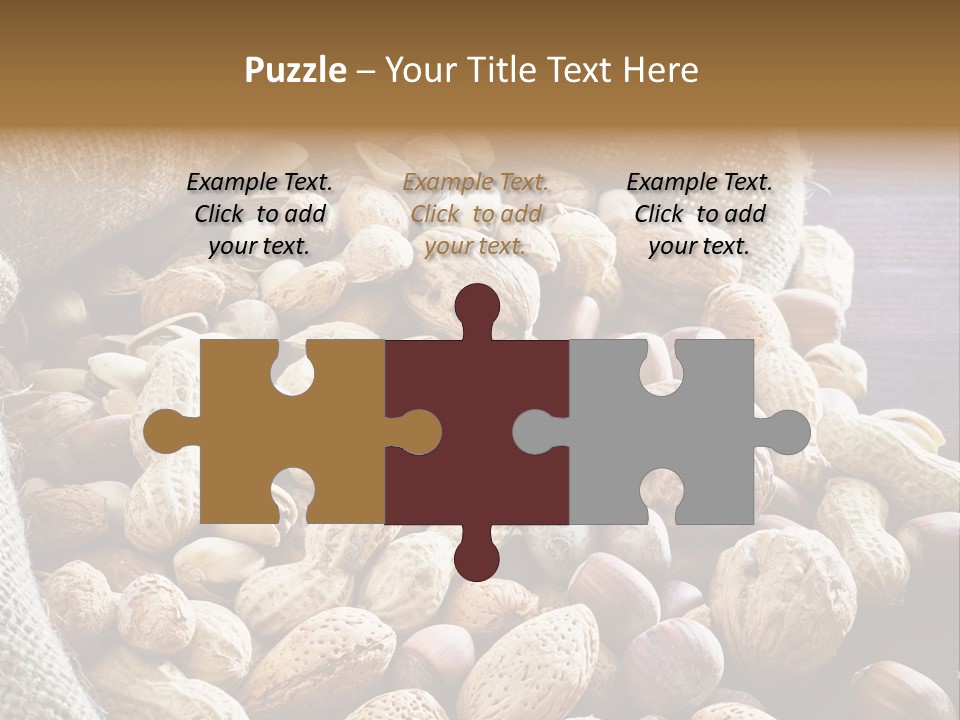 A Sack Full Of Nuts On A Wooden Table PowerPoint Template