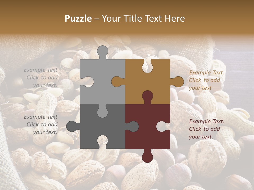 A Sack Full Of Nuts On A Wooden Table PowerPoint Template