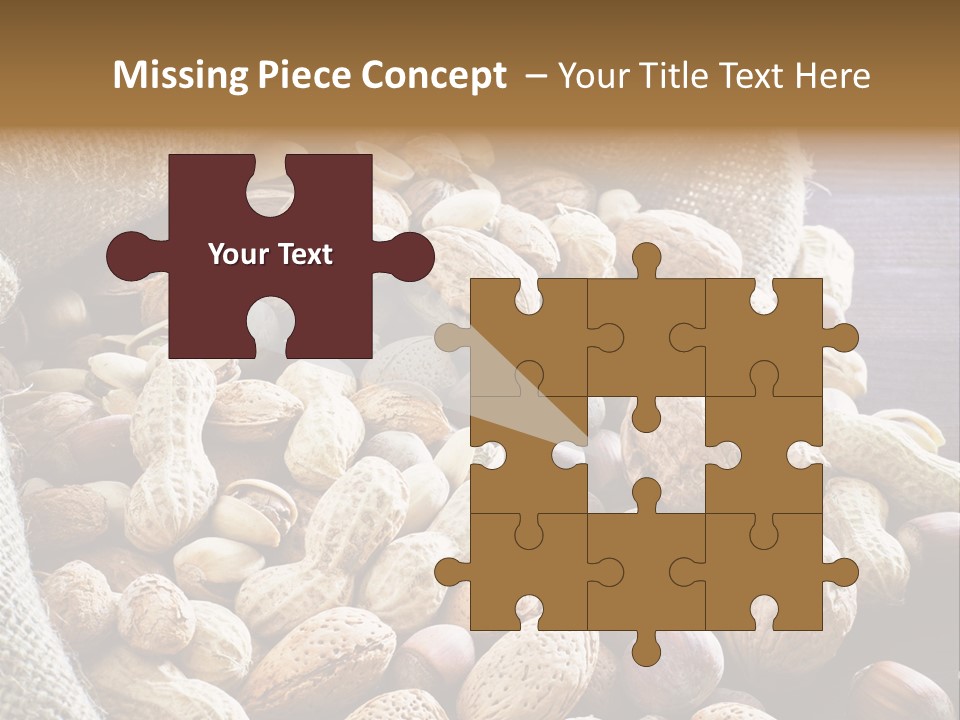 A Sack Full Of Nuts On A Wooden Table PowerPoint Template
