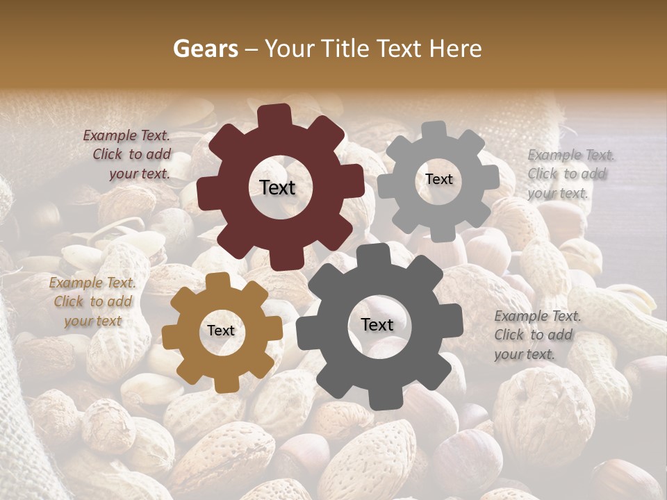 A Sack Full Of Nuts On A Wooden Table PowerPoint Template