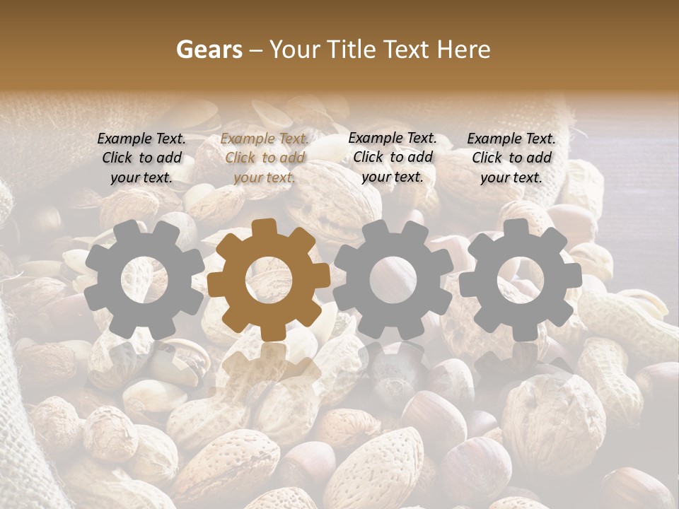 A Sack Full Of Nuts On A Wooden Table PowerPoint Template