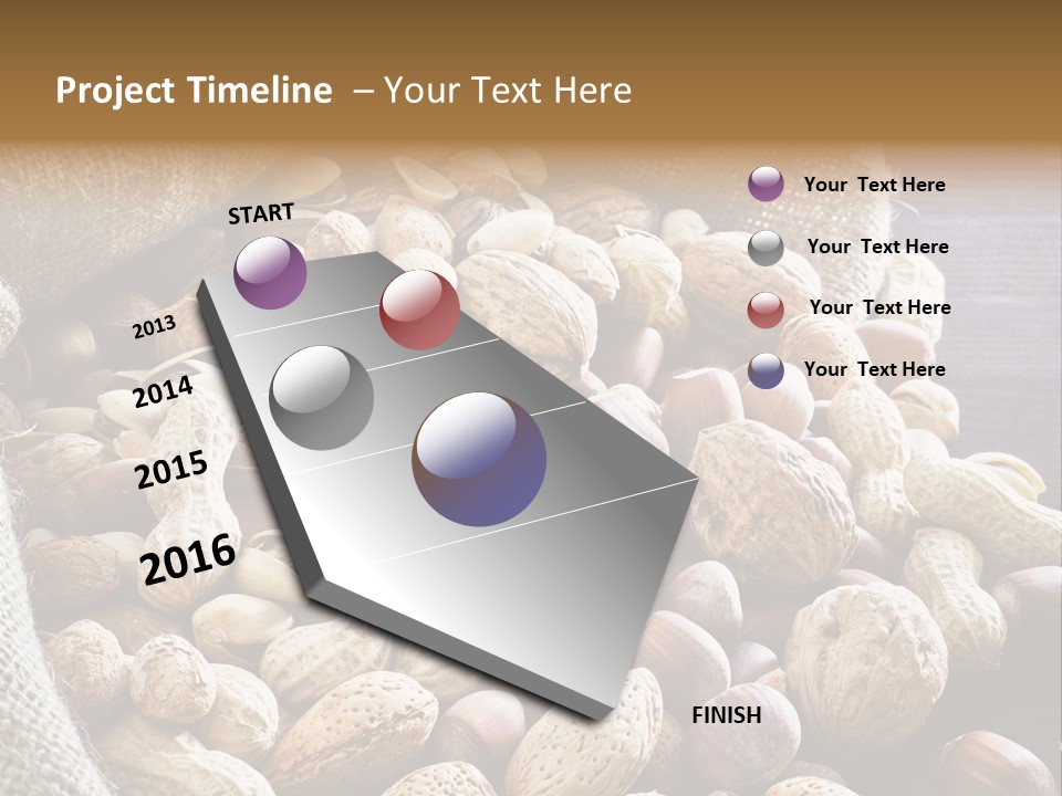 A Sack Full Of Nuts On A Wooden Table PowerPoint Template