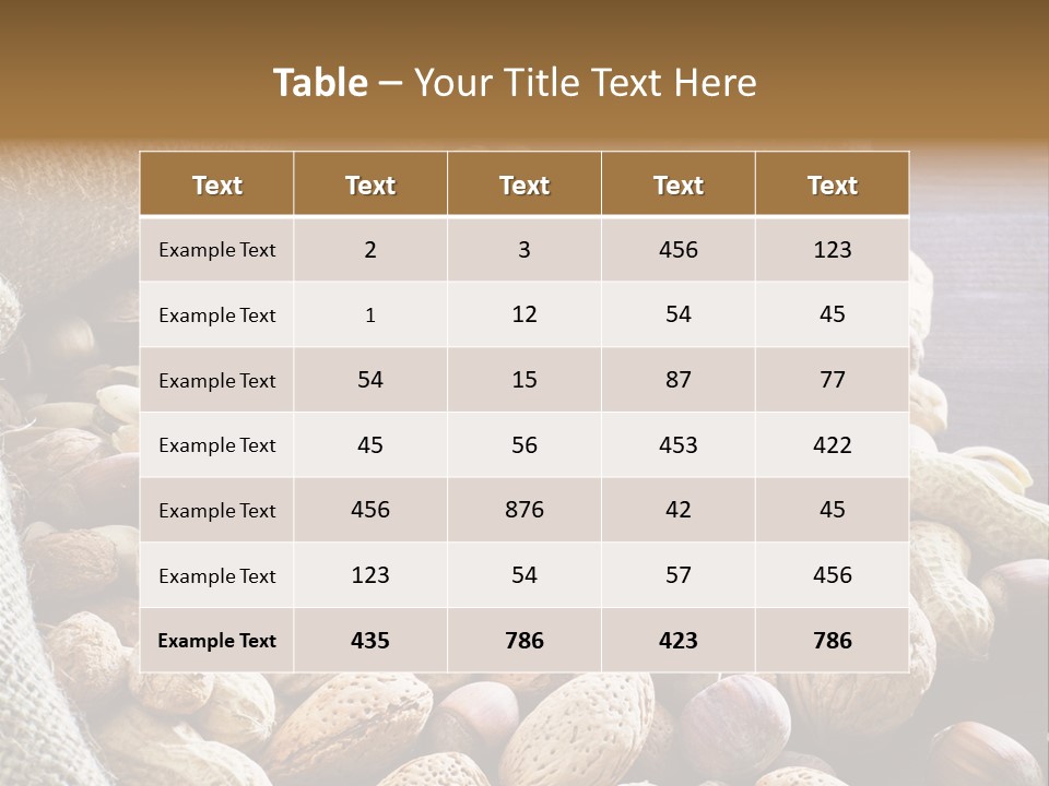 A Sack Full Of Nuts On A Wooden Table PowerPoint Template