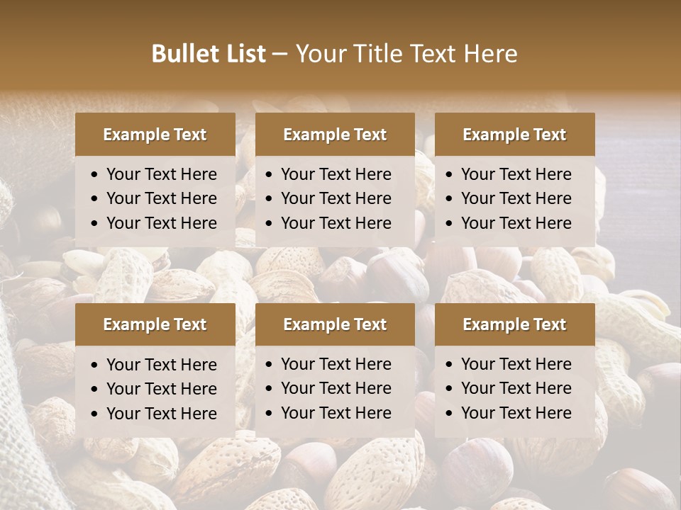A Sack Full Of Nuts On A Wooden Table PowerPoint Template