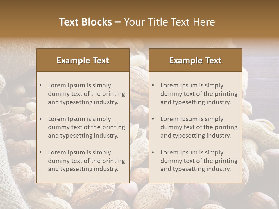 A Sack Full Of Nuts On A Wooden Table PowerPoint Template