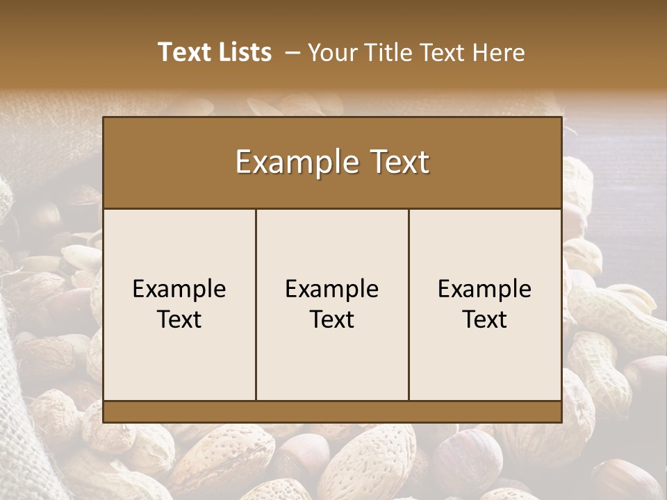 A Sack Full Of Nuts On A Wooden Table PowerPoint Template