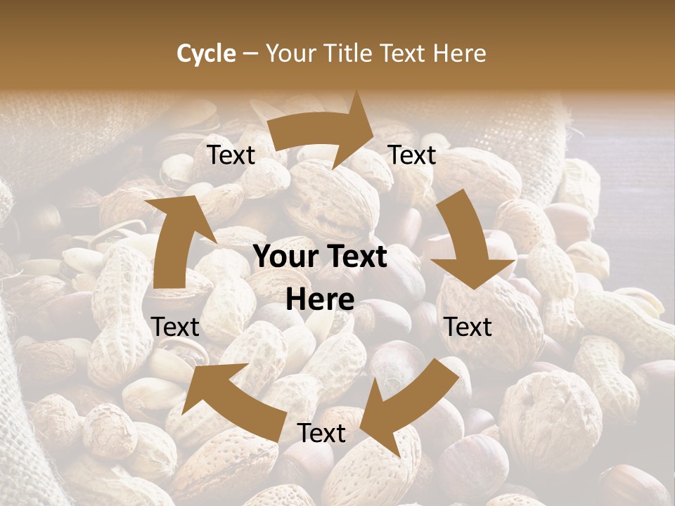 A Sack Full Of Nuts On A Wooden Table PowerPoint Template