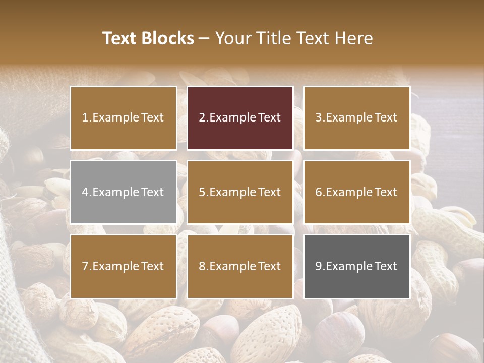 A Sack Full Of Nuts On A Wooden Table PowerPoint Template