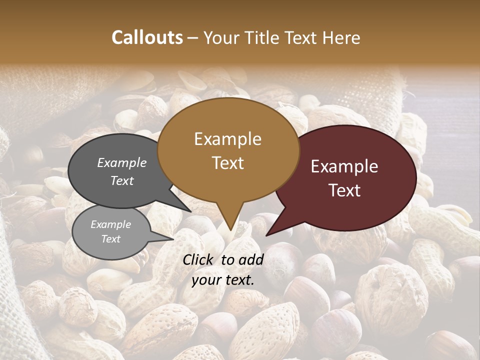 A Sack Full Of Nuts On A Wooden Table PowerPoint Template