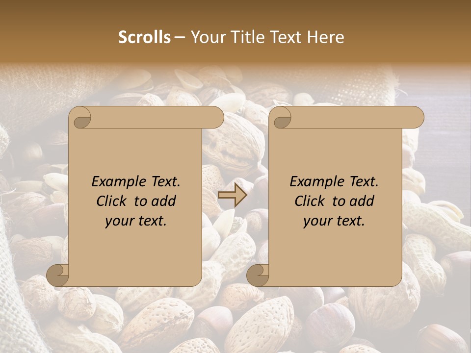 A Sack Full Of Nuts On A Wooden Table PowerPoint Template
