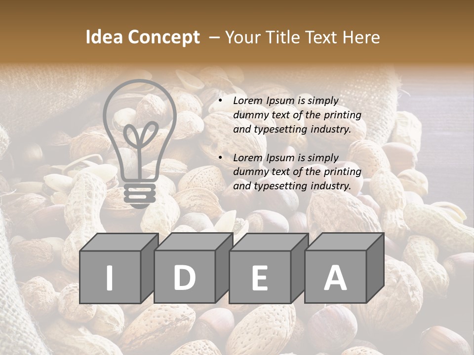 A Sack Full Of Nuts On A Wooden Table PowerPoint Template