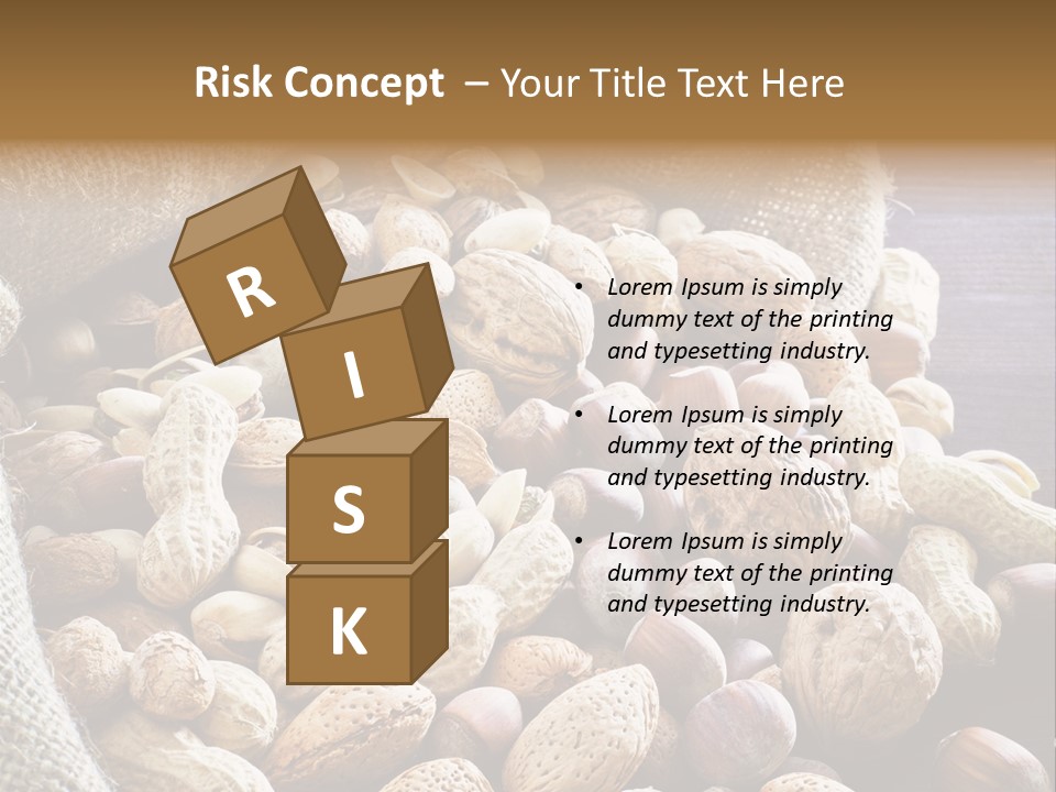 A Sack Full Of Nuts On A Wooden Table PowerPoint Template