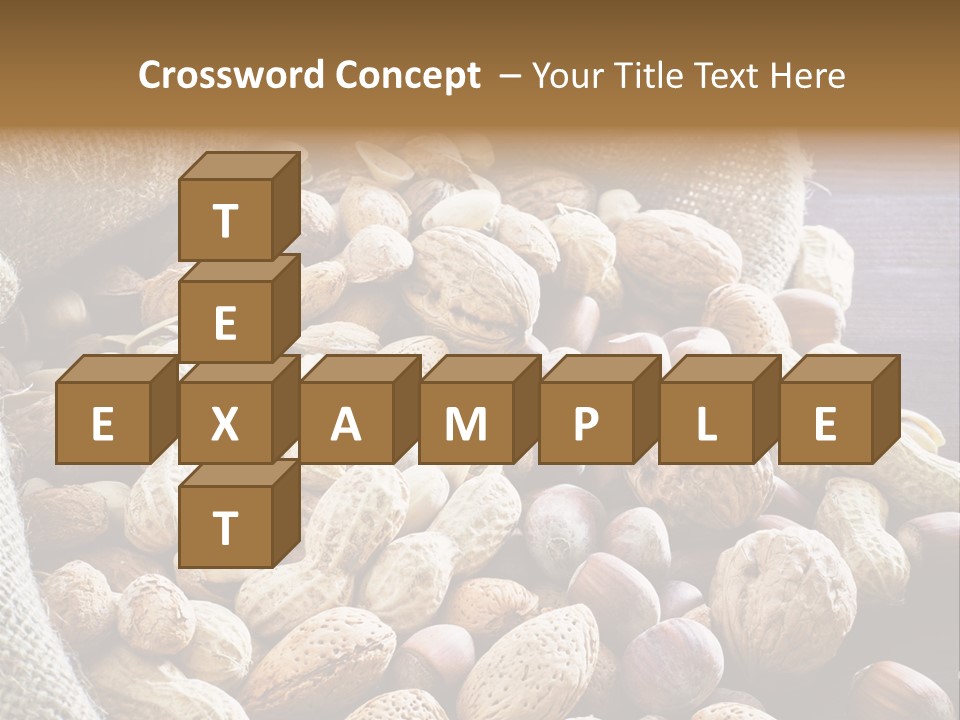 A Sack Full Of Nuts On A Wooden Table PowerPoint Template