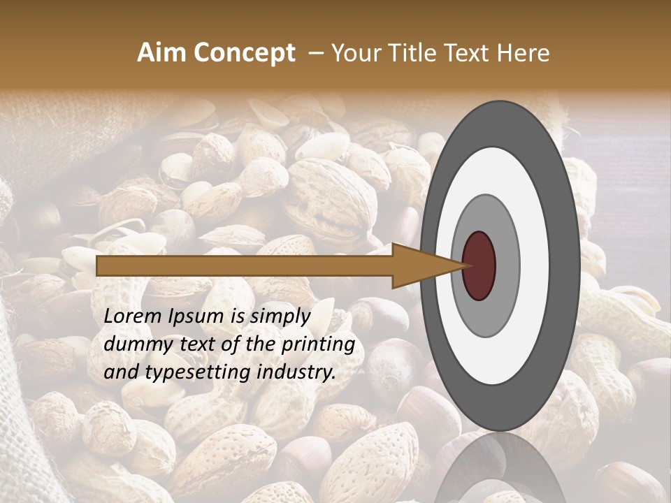 A Sack Full Of Nuts On A Wooden Table PowerPoint Template