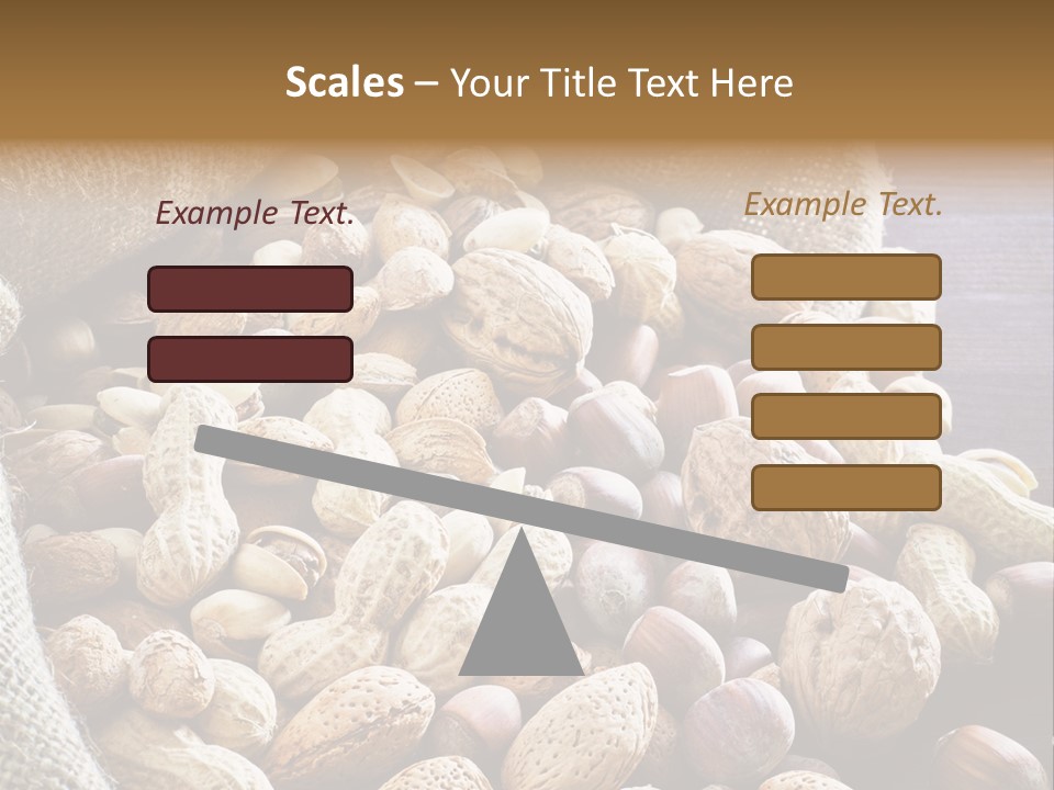 A Sack Full Of Nuts On A Wooden Table PowerPoint Template