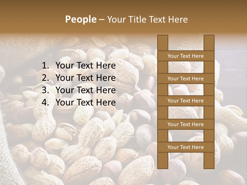 A Sack Full Of Nuts On A Wooden Table PowerPoint Template