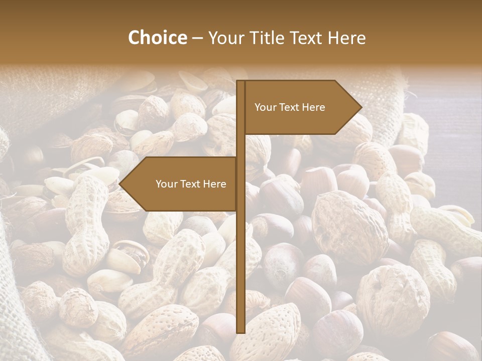 A Sack Full Of Nuts On A Wooden Table PowerPoint Template