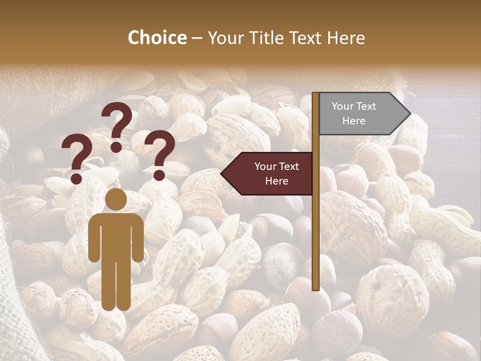 A Sack Full Of Nuts On A Wooden Table PowerPoint Template