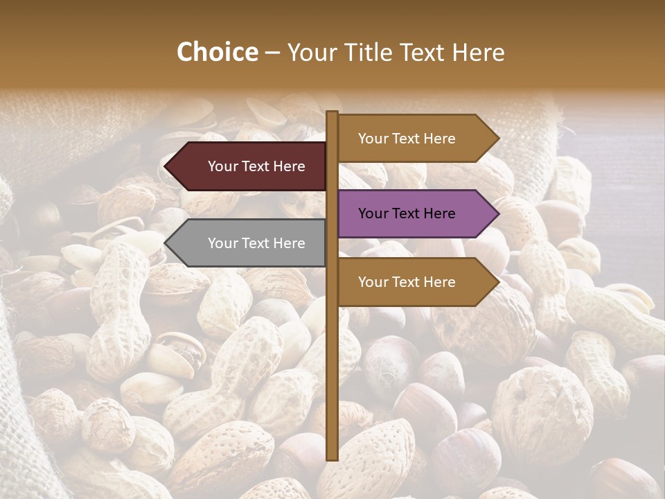 A Sack Full Of Nuts On A Wooden Table PowerPoint Template